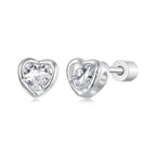 925 Sterling Silver Earrings with Plated White Gold & Pavé Setting CZ, 0.5cm for Women
