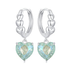 925 Sterling Silver Earrings with Transparent Glass, Plated White Gold, Size 23x8.5mm for Women