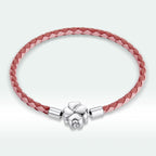 925 Sterling Silver Oxidized Leather Bracelet 17cm for Men