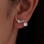 925 Sterling Silver White Gold Plated CZ Earrings 1.6x1.7cm for Women
