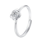 925 Sterling Silver White Gold Plated Moissanite Ring Size E for Women