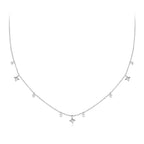 925 Sterling Silver Plated White Gold Pendant Necklace with CZ Charm for Women 38+6cm