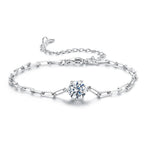 925 Sterling Silver Plated White Gold Moissanite Bracelet 15+6cm for Women