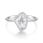 925 Sterling Silver Ring with Transparent Glass and CZ, 0.15cm Width, for Women