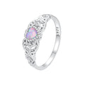 925 Sterling Silver Opal and CZ Stackable Ring in Size 6 for Women