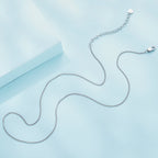 925 Sterling Silver 45S Platinum Plated Necklace for Women - 400mm Length, 0.8mm Thickness
