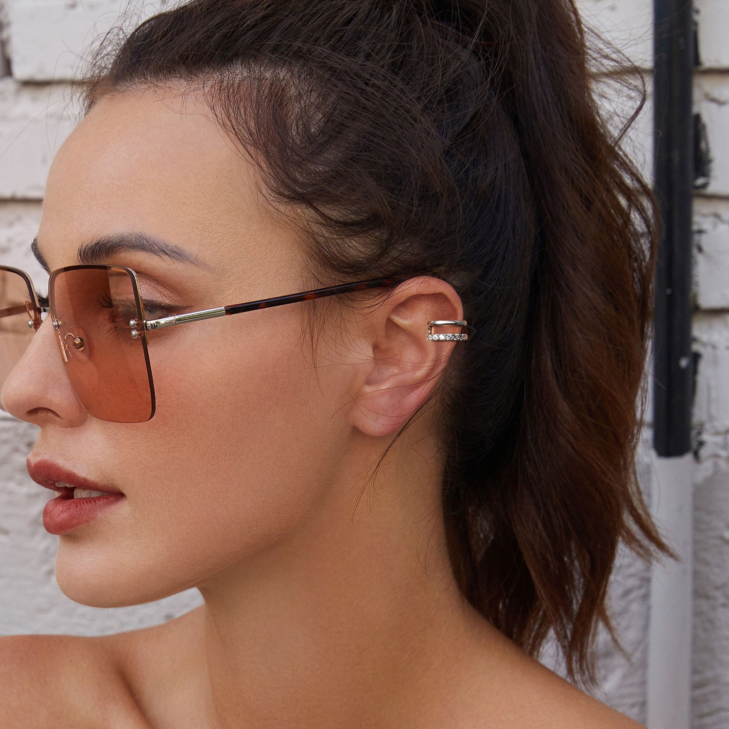 925 Sterling Silver Earrings with Pavé Setting CZ in Platinum