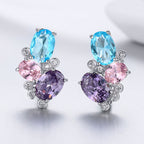 925 Sterling Silver Earrings with Transparent Glass, 1.6*1.1cm for Women