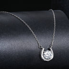 925 Sterling Silver Moissanite Necklace with Pavé Setting, 1 Carat, 400mm Length for Women