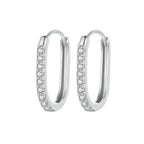 925 Sterling Silver Earrings with Pavé Setting CZ in Platinum for Women