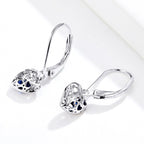 925 Sterling Silver Earrings with CZ and Platinum Plating, 2.3*0.8 cm