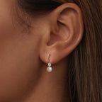 925 Sterling Silver & Moissanite 0.30 Carat Earring with Freshwater Pearl for Women