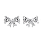 925 Sterling Silver White Gold Plated CZ Earrings for Women - 0.7x1.0cm