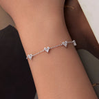925 Sterling Silver Bracelet with White Gold Plating and CZ Paving for Women