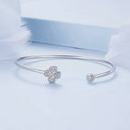 925 Sterling Silver Bracelet with Pavé Setting CZ, Inner Diameter 550mm, 2.0mm Wide, Unisex