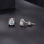 925 Sterling Silver & Moissanite Earrings - White Gold Plated, 0.5ct, Style S for Women