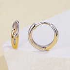 925 Sterling Silver Earrings for Women - 1.4x0.4cm - White Gold and Gold Plated