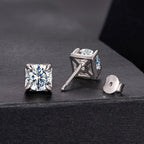 925 Sterling Silver & Moissanite Earrings - White Gold Plated, 0.5ct, Style S for Women