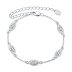 925 Sterling Silver White Gold Plated Bracelet with CZ Pendants for Women