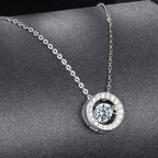925 Sterling Silver Moissanite Pendant Necklace for Women - 40+5cm, White Gold Plated, Elegant Jewelry