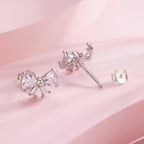 925 Sterling Silver White Gold Plated CZ Earrings for Women - 0.7x1.0cm