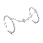 925 Sterling Silver Plated CZ Ring 30mm Chain Length, 1.7mm Width for Women