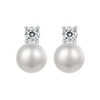 925 Sterling Silver Moissanite 0.1ct Freshwater Pearl Earrings for Women