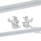 925 Sterling Silver Earrings with Pavé Setting CZ, 0.5x1.2 cm for Women