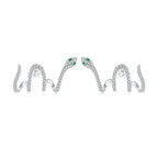 925 Sterling Silver Earrings with Plated Platinum and Pavé Setting CZ, 1.5x2.2cm for Women