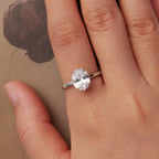 925 Sterling Silver 3.5 Carat Oval Zircon Ring with White Gold Plating for Women