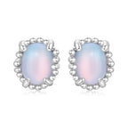 925 Sterling Silver Earrings for Women with Transparent Glass, 1.0*0.9cm