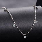 925 Sterling Silver 0.10ct Moissanite Necklace in White Gold, 40+5cm Chain for Women