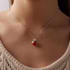 925 Sterling Silver White Gold Plated Enamel Necklace 40+5cm for Women