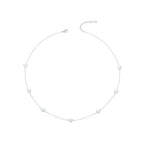 925 Sterling Silver White Gold Plated Necklace with Shell Pearl 400+50mm
