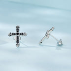 925 Sterling Silver Earrings with Pavé Setting CZ in Oxidized Silver, 15x12mm for Women