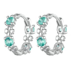 925 Sterling Silver Earrings with Transparent Glass in Size 14mm for Women