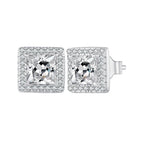 925 Sterling Silver Earrings with Pavé Setting CZ and Platinum Plating.