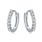 925 Sterling Silver Earrings with Pavé Setting CZ, Size 1.2*0.2cm for Women