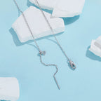 925 Sterling Silver Necklace with Synthetic Turquoise in White Gold, Adjustable 450mm for Women