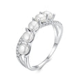 925 Sterling Silver White Gold Plated Freshwater Pearl Ring Size 6 for Women