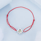 925 Sterling Silver Adjustable Length Bracelet with CZ and Glass Pendant for Women