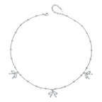 925 Sterling Silver + Plated White Gold Necklace with Adjustable Length for Women