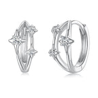 925 Sterling Silver Earrings with Pavé Setting CZ in White Gold for Women