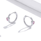 925 Sterling Silver CZ Earrings with Pavé Setting 1.3cm for Women