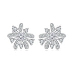 925 Sterling Silver Earrings with Pavé Set CZ in White Gold Finish, 1.1*1.0cm