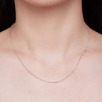925 Sterling Silver 45S Platinum Plated Necklace for Women - 400mm Length, 0.8mm Thickness