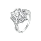 925 Sterling Silver 2 Carat Moissanite Ring in White Gold Plating - Size 8 for Women