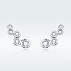 925 Sterling Silver Earrings with Pavé Setting CZ, 0.5x1.2 cm for Women