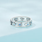 925 Sterling Silver Oxidized Silver Ring with Pavé Setting CZ, Size 6 for Women