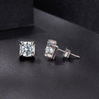 925 Sterling Silver & Moissanite Earrings - White Gold Plated, 0.5ct, Style S for Women